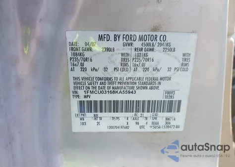 2008 Ford Escape Xlt из США, поврежденный, VIN 1FMCU03168KA55943